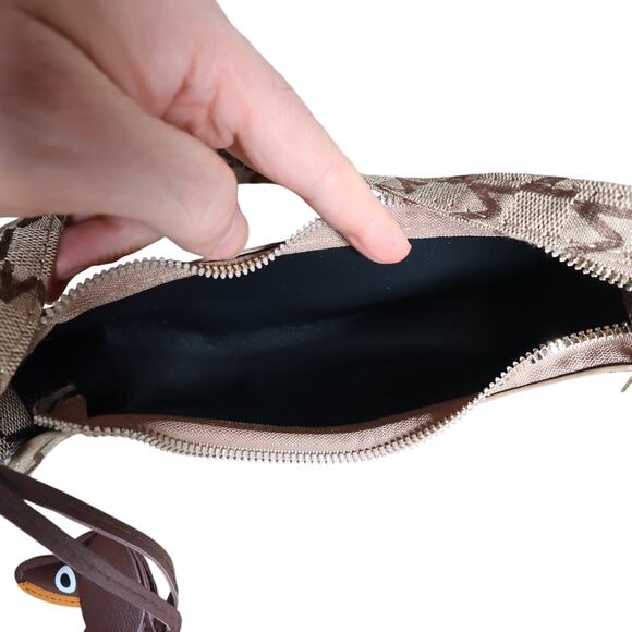 Y2K Shoulder Bag Baguette Clutch Beige Brown Monogram w/ Doggie Attached - Picture 6 of 8